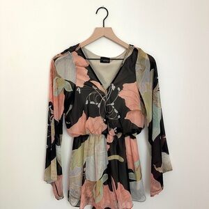 Audrey Black and Pink Floral Blouse